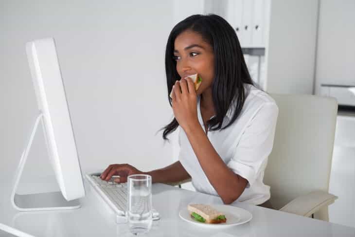 woman eating a sandwich