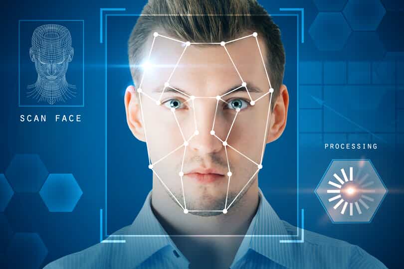 man analyzing his face